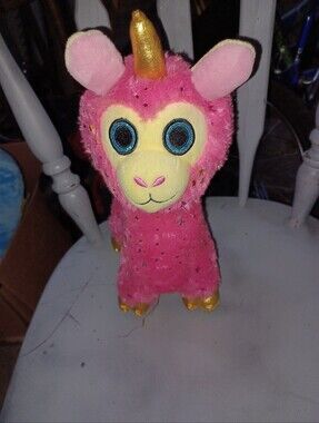 Source Unknown Pink Unicorn-Llama Plush with Gold Horn